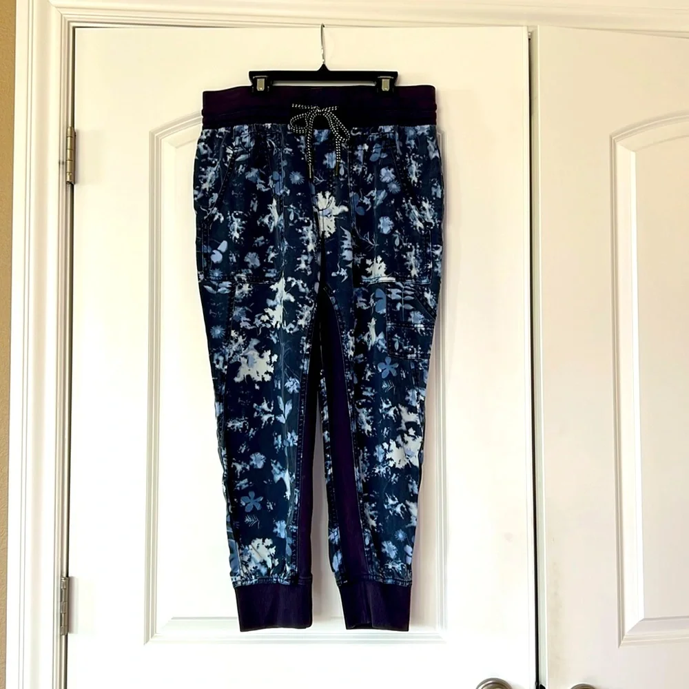 Adorable Anthro Blue Floral Joggers - Picture 1 of 12
